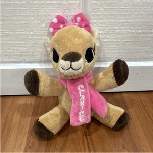 Plush Deer Stuffed Animal with Pink Bow and Scarf - Clarice Embroidered